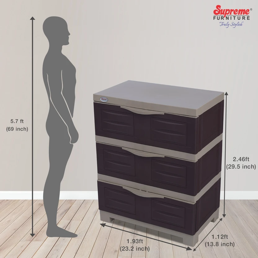 Supreme Plastic Free Standing Chest of Drawers (Finish Color - Gl...more