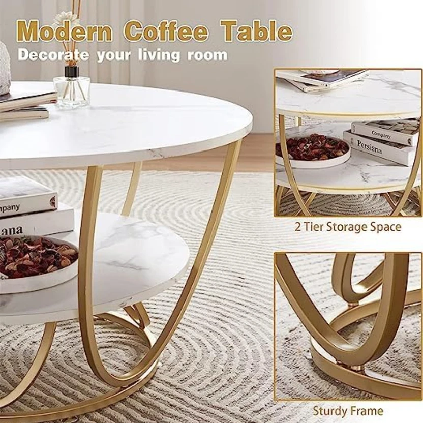 Outletcart Metal Coffee Table (Finish Color - Gold, Pre-assembled...more