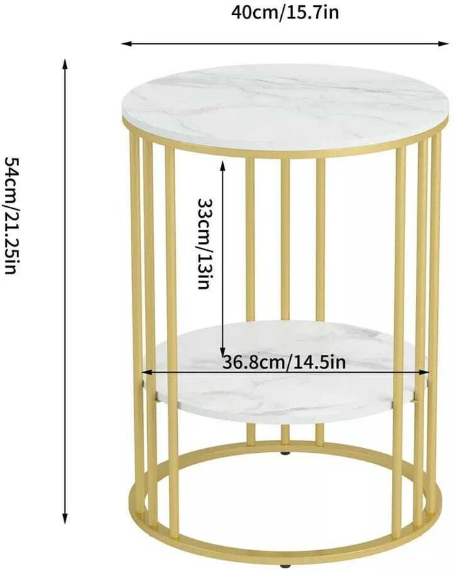 theshinewood Wrought Iron Beautiful Finish Gold White Sofa Side T...more