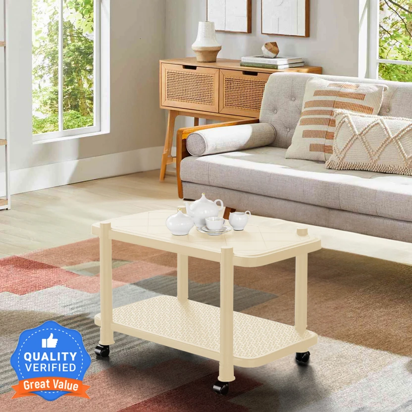 Mighty Home Center Trolly Coffee Table | Tea Poy for Home, Office...more