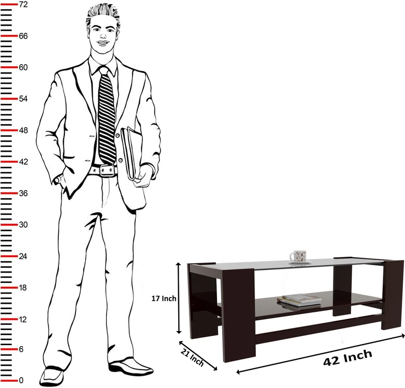 ELTOP Wooden Furniture Center/Tea Table with Glass Engineered Woo...more