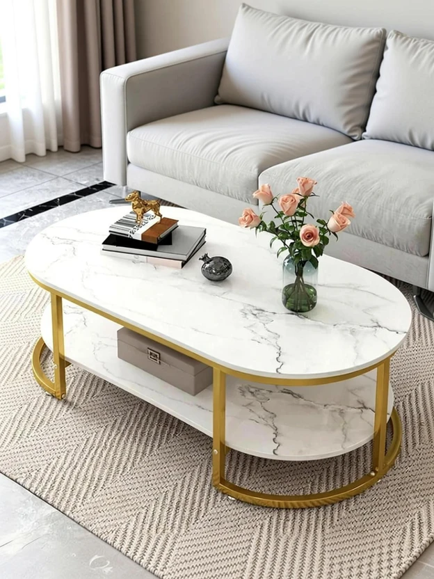 cozycrafted Luxury Marble Finish Coffee Table Engineered Wood Cof...more