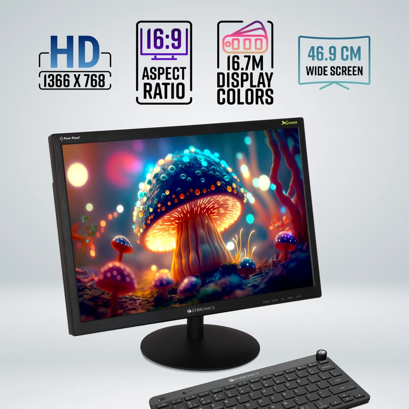 ZEBRONICS 46.99 cm (19 inch) HD LED Backlit TN Panel HDMI, VGA In...more