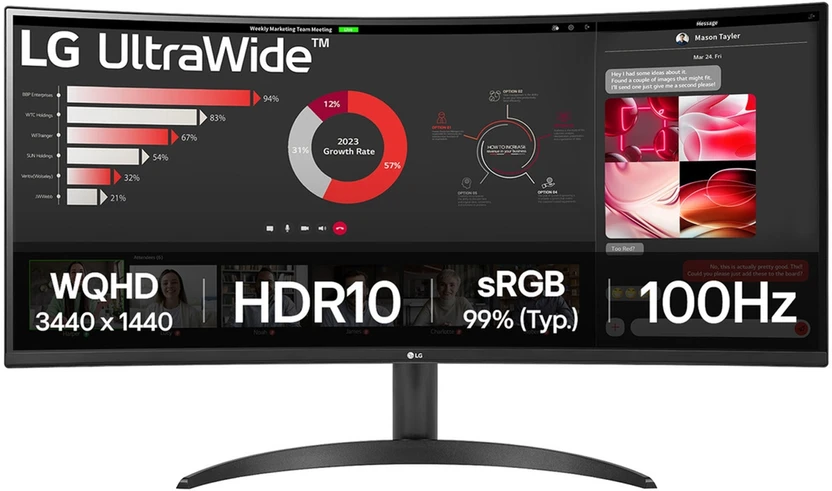 LG UltraWide 86.36 cm (34 inch) Curved WQHD VA Panel with sRGB 99...more