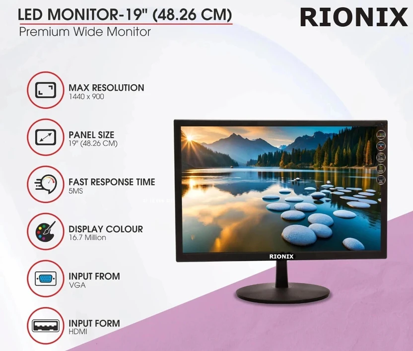 rionix RIONIX 48.26 cm (19 inch) HD LED Backlit TN Panel Monitor ...more