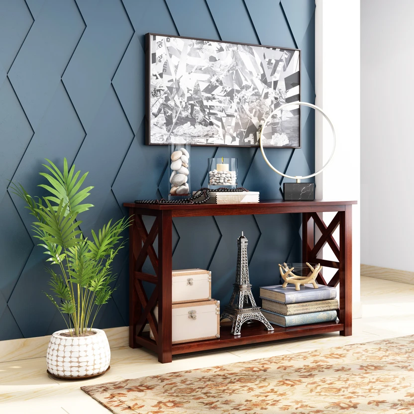 PlusOne Bora Solid Wood Console Table (Finish Color - Walnut, Pre...more