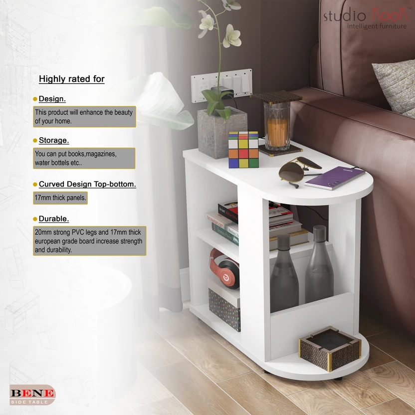 Studio Kook Bene Engineered Wood Side Table (Finish Color - Moons...more
