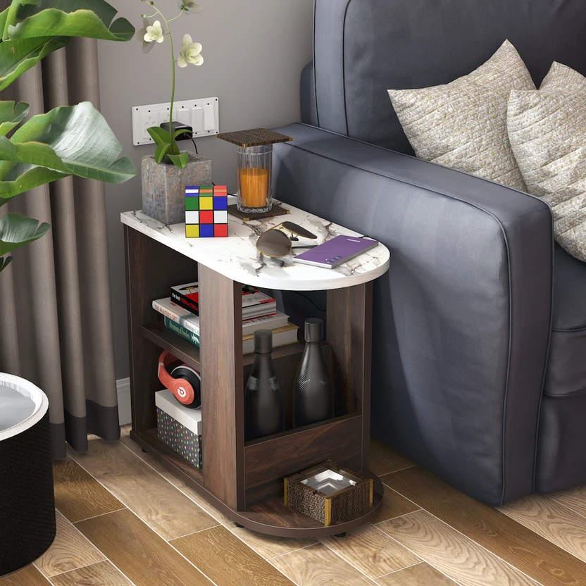 Studio Kook Bene Engineered Wood Side Table (Finish Color - Marbl...more