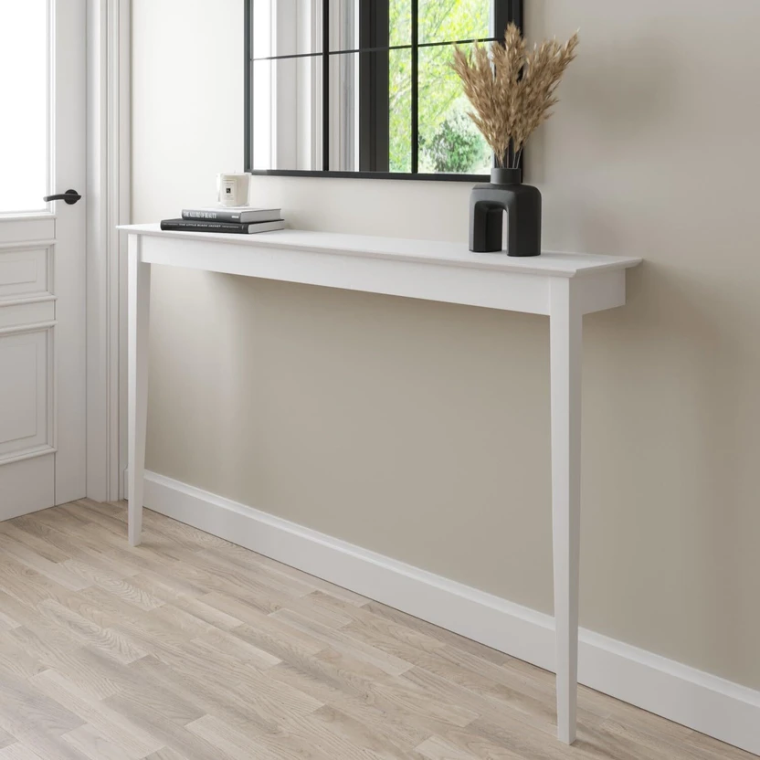 Woodefly Solid Wood Console Table (Finish Color - White, DIY(Do-I...more
