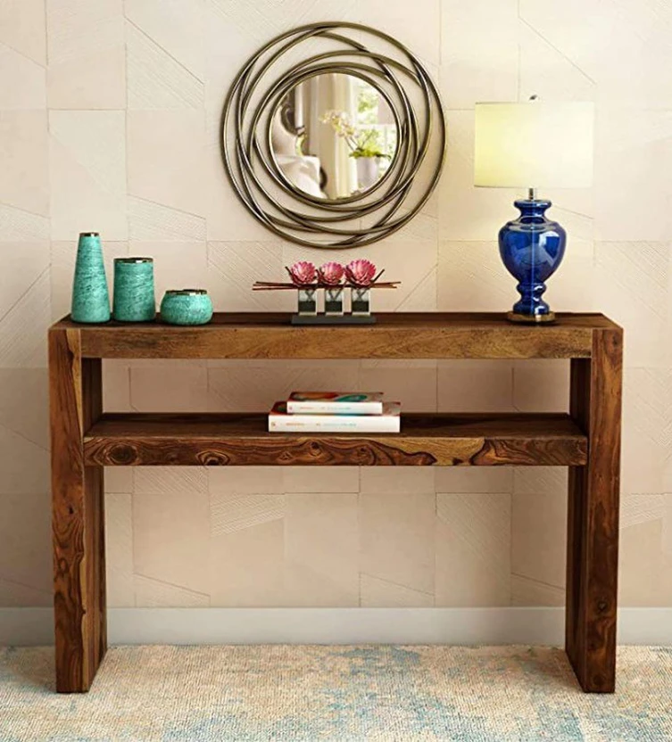 Console Tables Wopno Furniture Pure Sheesham Wooden Console Table for Living Roo...more