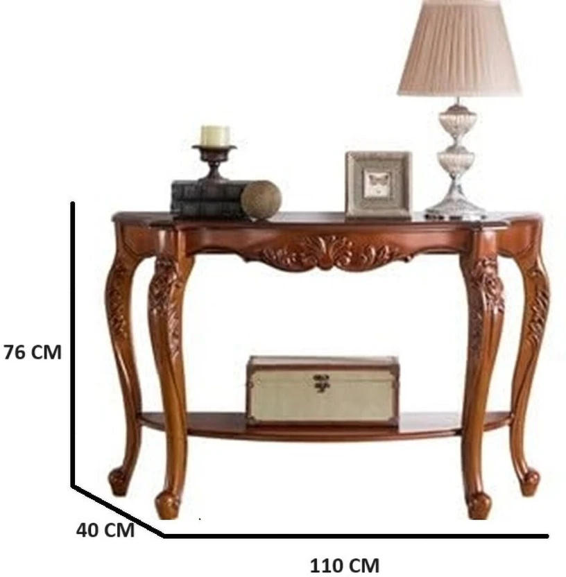 FURNISQUARE Console Table Wooden | Solid Wood Side Table with Sto...more