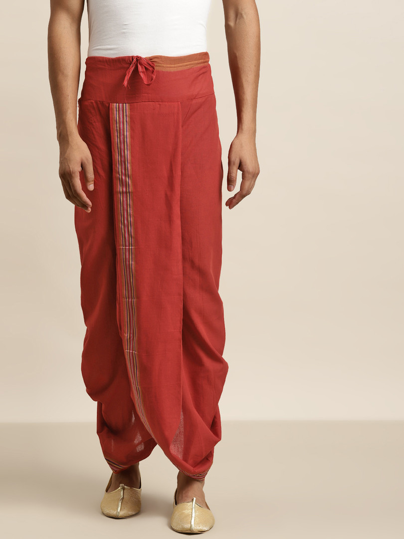 Cotton-pants SOJANYA Men Maroon Solid Cotton Dhoti Pants
