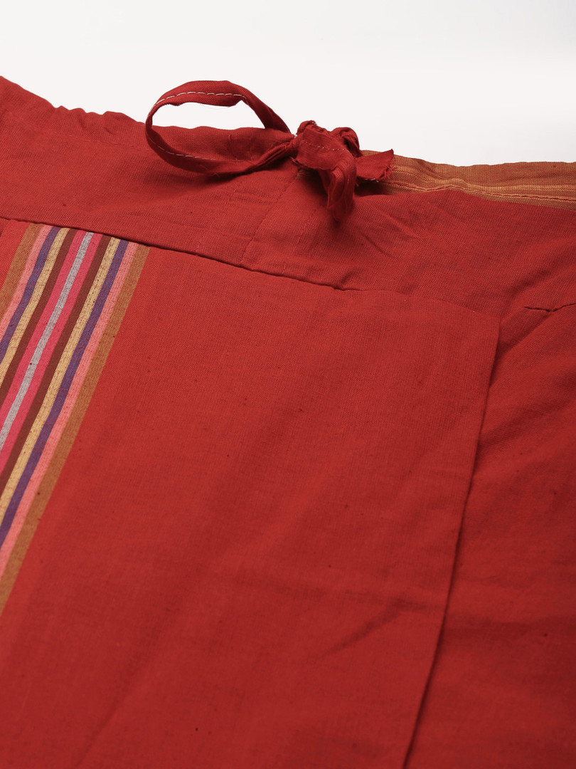 SOJANYA Men Maroon Solid Cotton Dhoti Pants