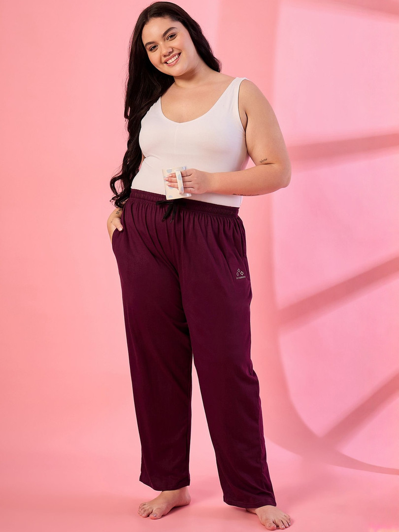 ALIZA Women Plus Size Relaxed-Fit Mid-Rise Cotton Lounge Pant