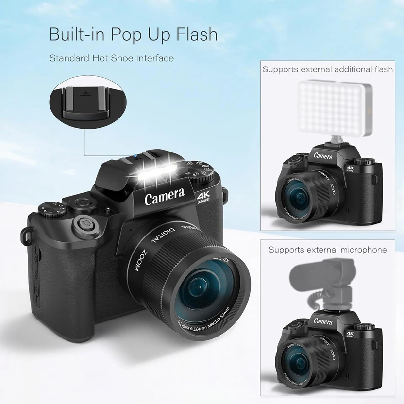 TOTAL Saneen Digital Camera for Photography, 4K 64MP WiFi Touch S...more