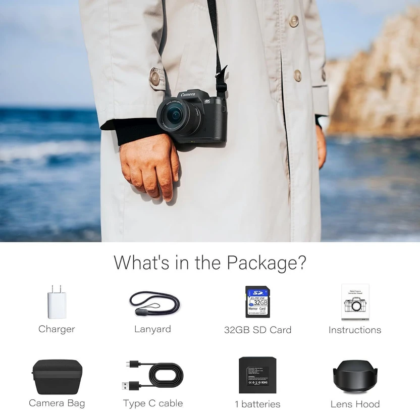 TOTAL Saneen Digital Camera for Photography, 4K 64MP WiFi Touch S...more