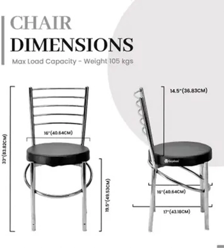 Dining Chairs Newlike Metal Dining Chair (Set of 1, Finish Color - Black)
