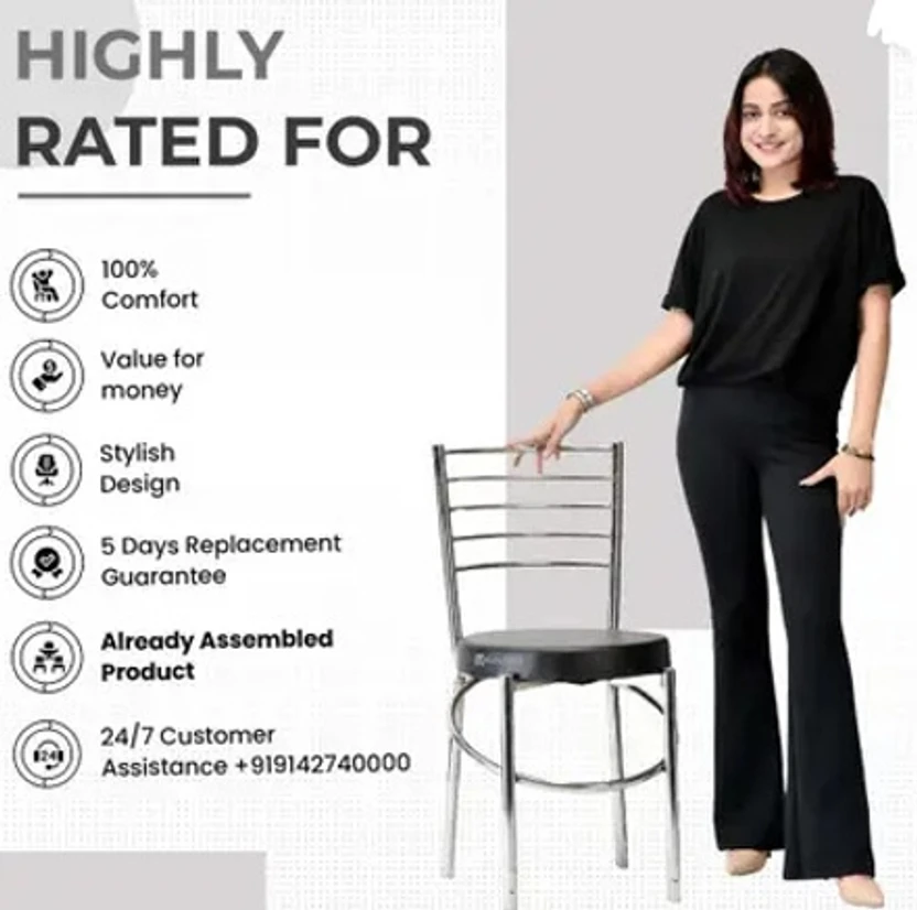 Newlike Metal Dining Chair (Set of 1, Finish Color - Black)