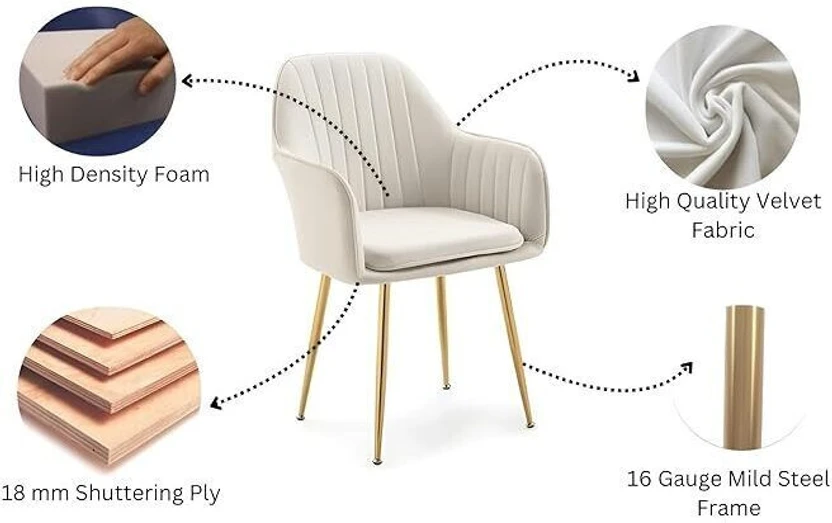 Toxigo Velvet Dining Chairs, Cushion Seat Chair for Living Room B...more