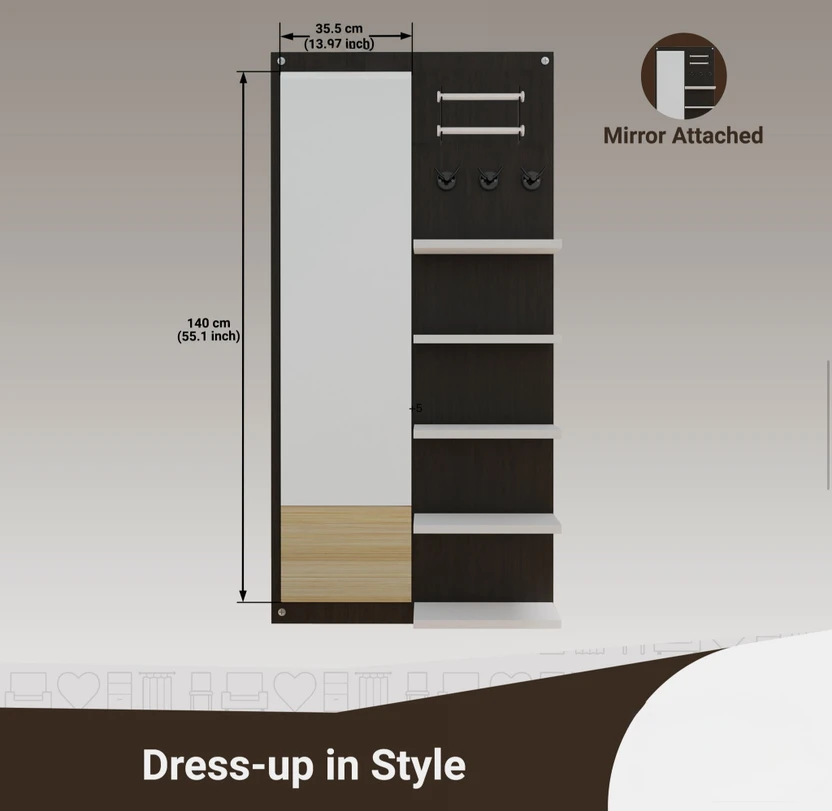 YPG CRAFT LARGE MIRROR WITH SHELF Engineered Wood Dressing Table ...more