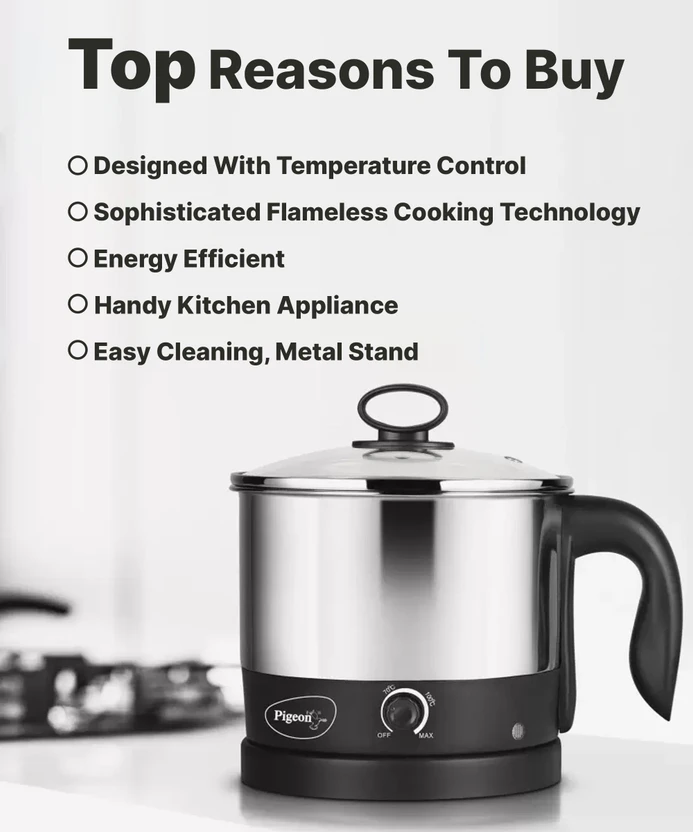 Pigeon Favourite Electric Kettle (1.2 L, Silver, Black)
