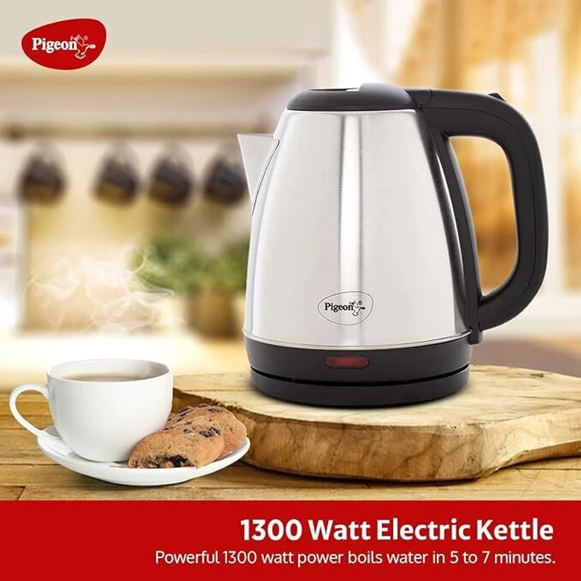 Pigeon Favourite Electric Kettle (1.5 L, Silver, Black)