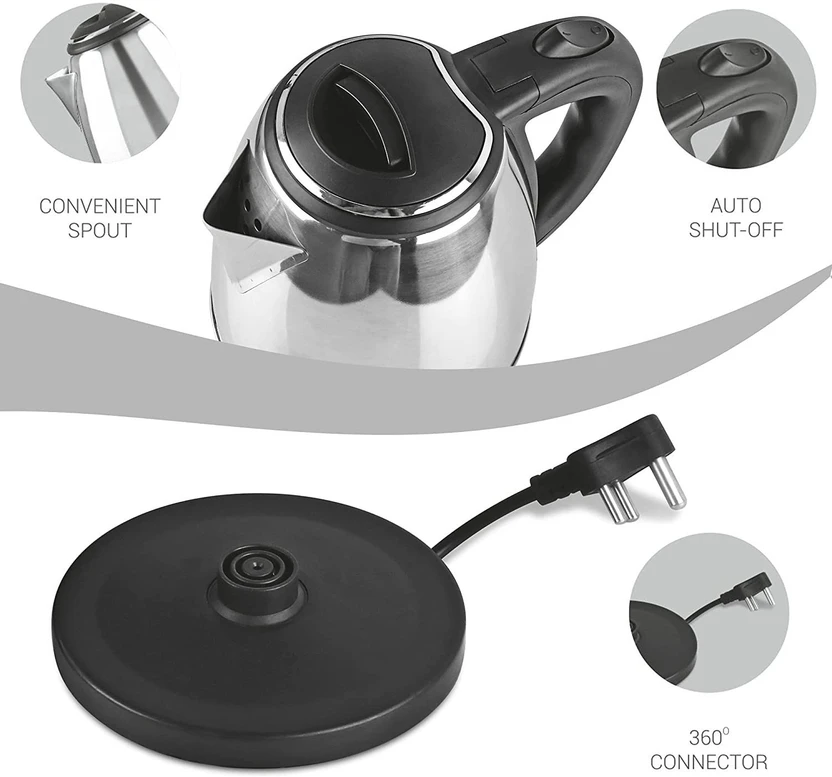 MILTON Insta 2 Electric Kettle (2 L, Silver)
