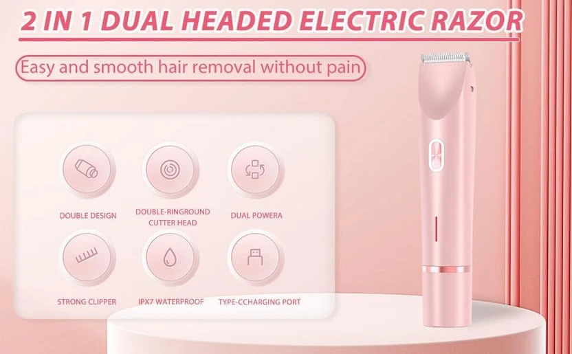 WrapWall 2-in-1 Electric Razor  Shaver For Women (Pink)
