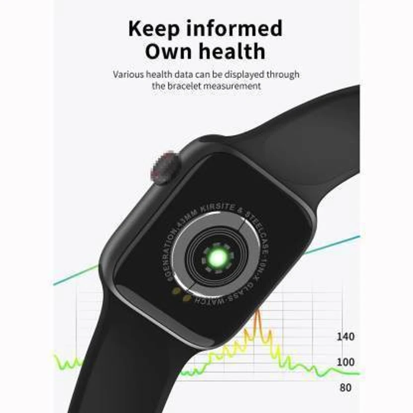NKL Newly 500+ Smart Watch Waterproof (Black Strap, Size : FREE)