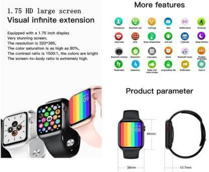 NKL Look 55 Full Display Smart Watch Loading (Black Strap, Size :...more