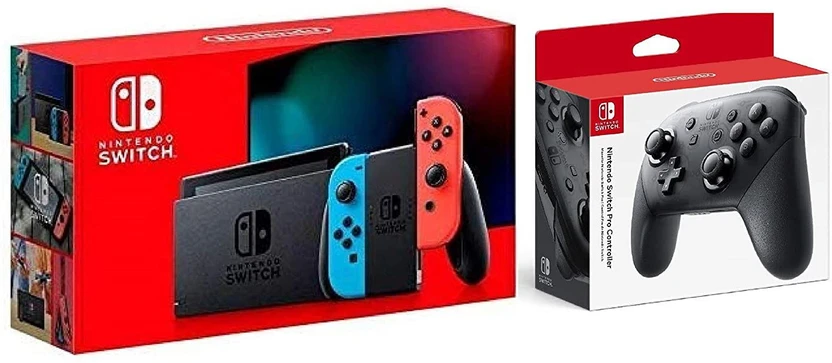 NINTENDO Switch With Neon Red & Neon Blue bundled With Switch Pro...more