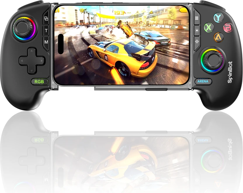 SpinBot Arcade Smartphone Game Controller|Dual Vibration|Hall Eff...more