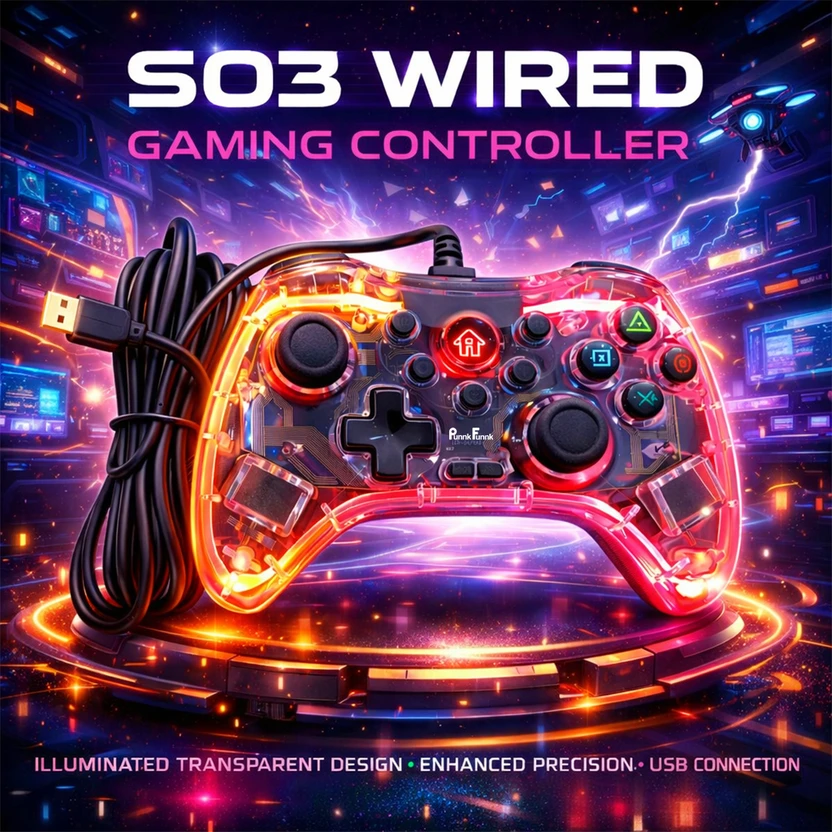 PunnkFunnk S03 Wired Gaming Controller for Android And iOS Blueto...more