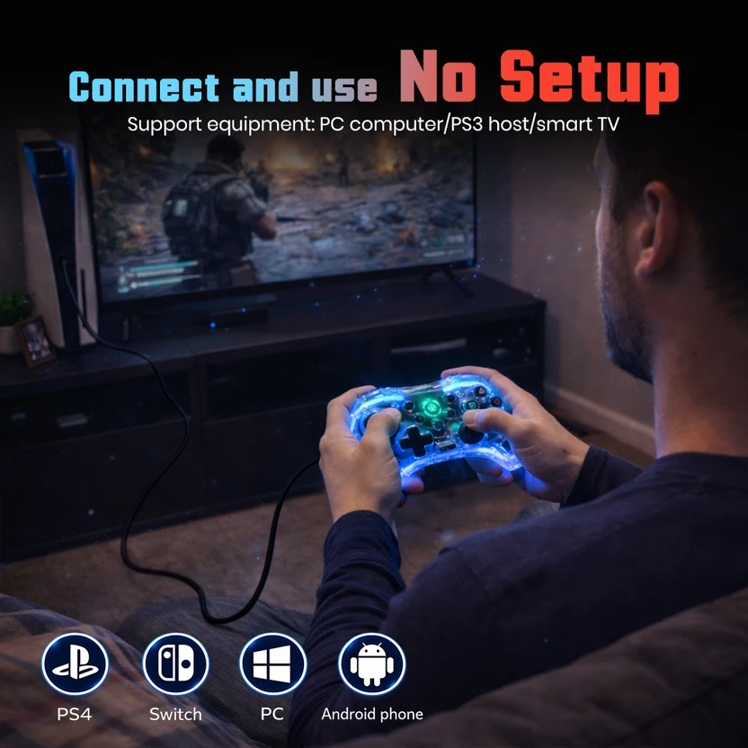 PunnkFunnk S03 Wired Gaming Controller for Android And iOS Blueto...more