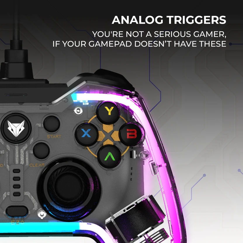 EVOFOX Elite X RGB Wired USB  Gamepad (Transparent, For PC)