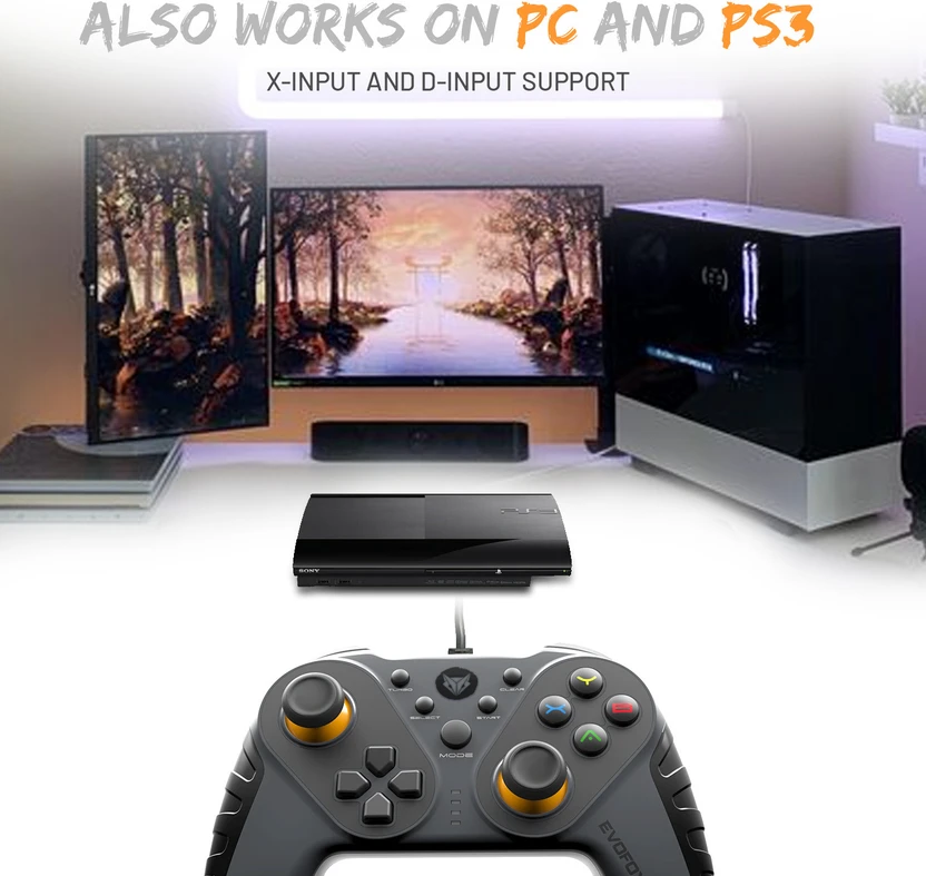 EVOFOX Elite Ops Wired USB  Gamepad (Black, For Android, PC, PS3)