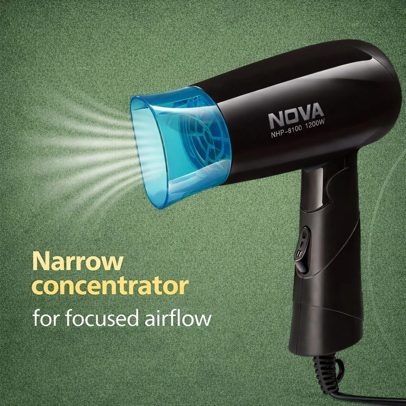 Hair Dryers NOVA NHP 8100/05 Hair Dryer (1200 W, Black, Blue)