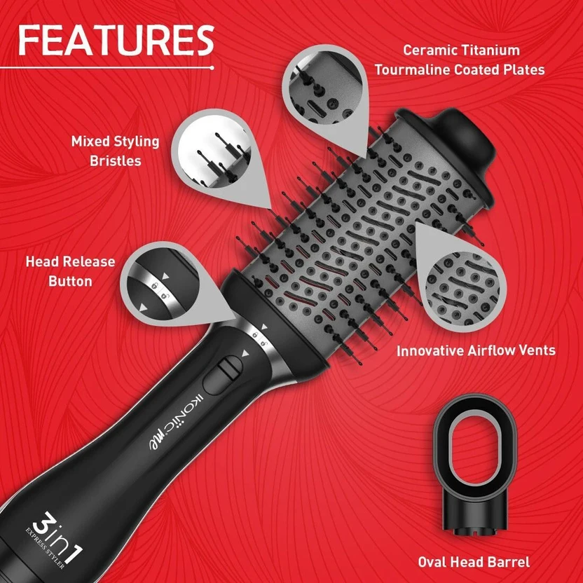 IKONIC ME 3 in 1 Hair Dryer (1200 W, Black)