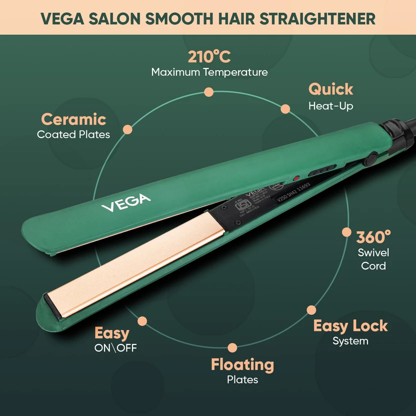 VEGA Salon Smooth Hair Straightener Salon Smooth VHSH-42 for Wome...more