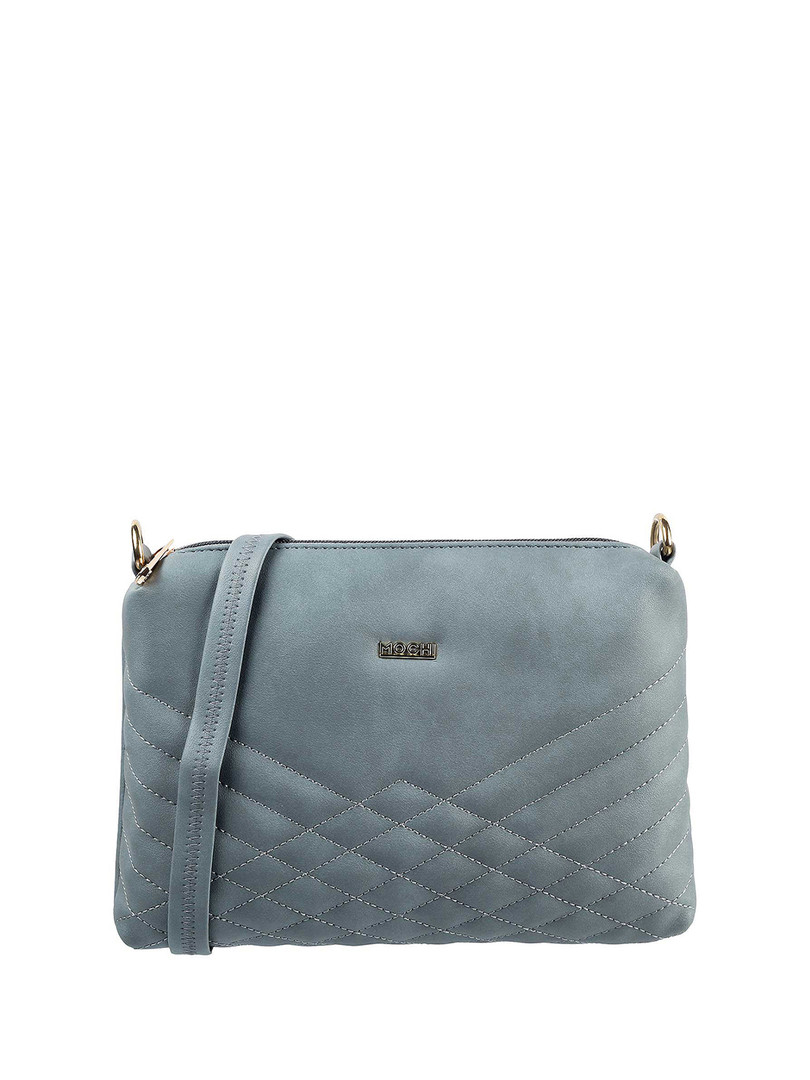 Mochi Grey Embellished Structured Sling Bag with Quilted