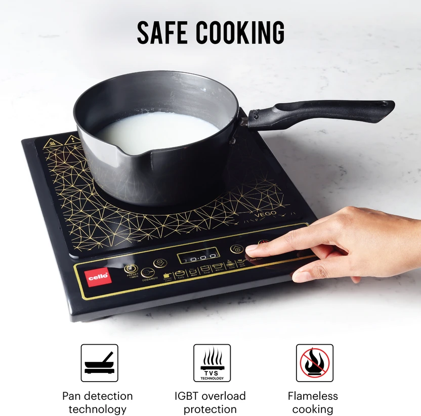 Cello 1600 W Induction Cooktop Push Button (Black, Vego Induction...more