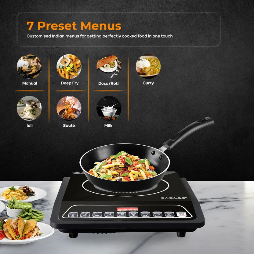 Cadlec 2000 W Induction Cooktop Push Button (Black, CookMate)