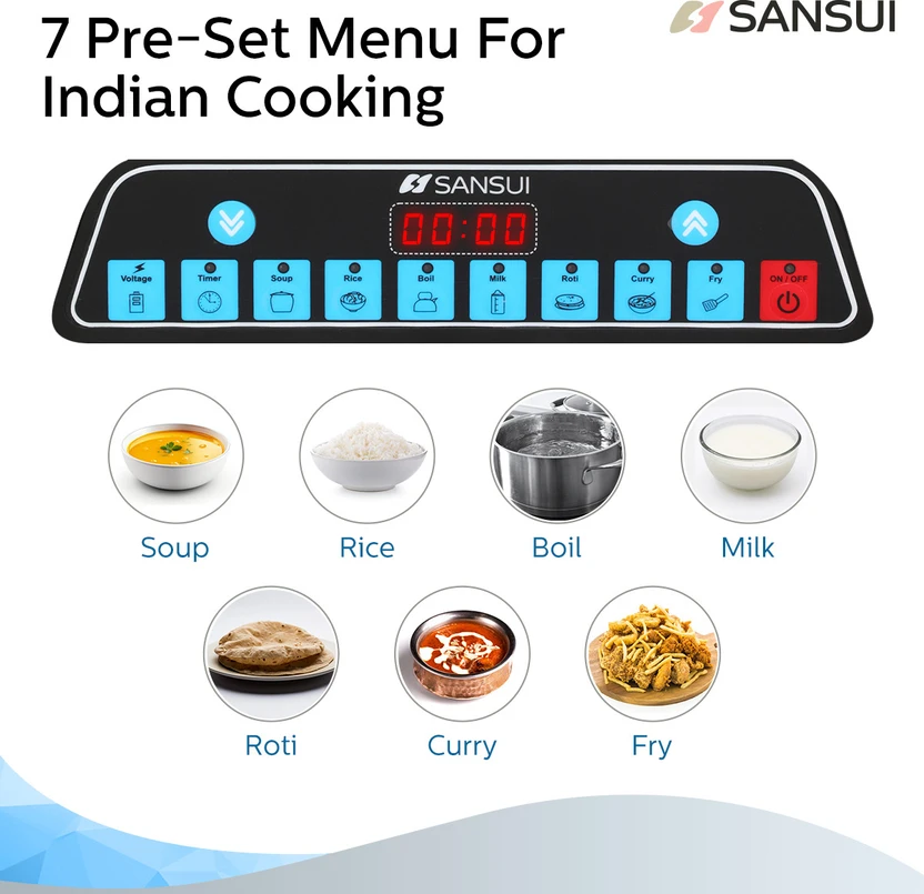 Sansui 1400 W Induction Cooktop Push Button (Black, SmartChef Plu...more