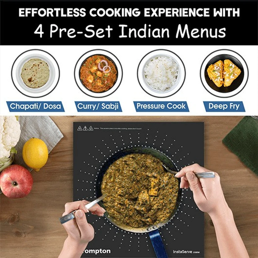Crompton 1500 W Induction Cooktop Push Button (Black, Silver, ACG...more