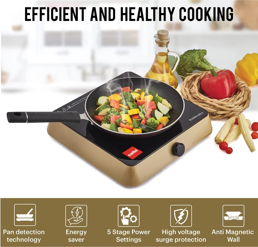 Cello 1800 W Induction Cooktop Jog Dial (Gold, Induction Cooker B...more