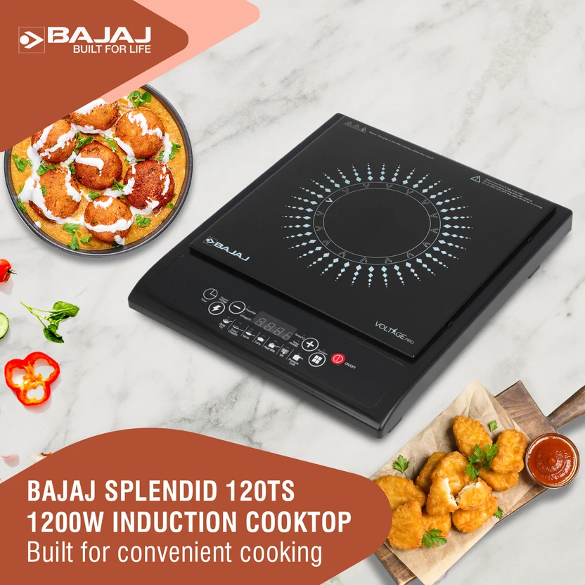 BAJAJ 1200 W Induction Cooktop Push Button (Black, 740309)