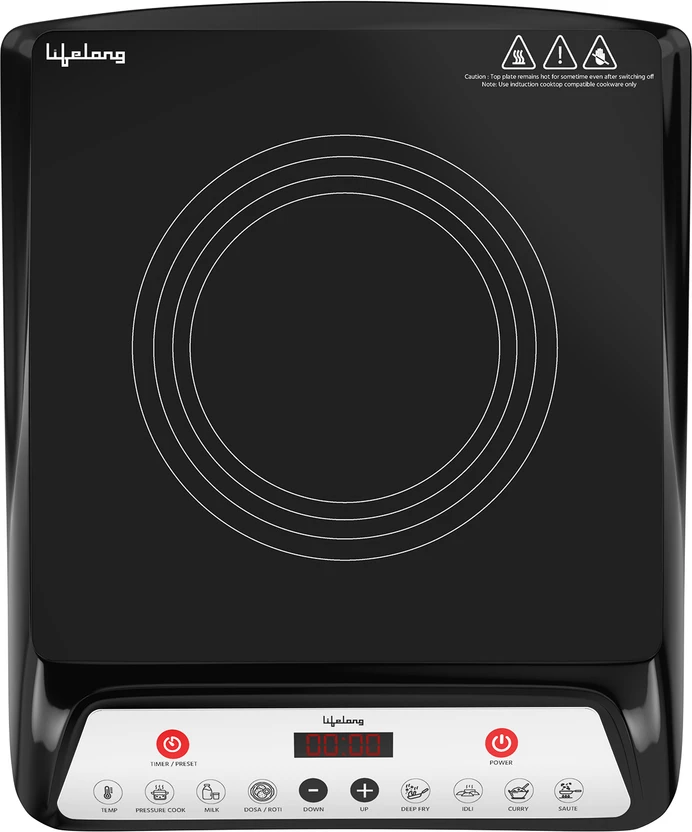 Induction Cooktops Lifelong 1800 W Induction Cooktop Push Button (Black, 1800W Induc...more