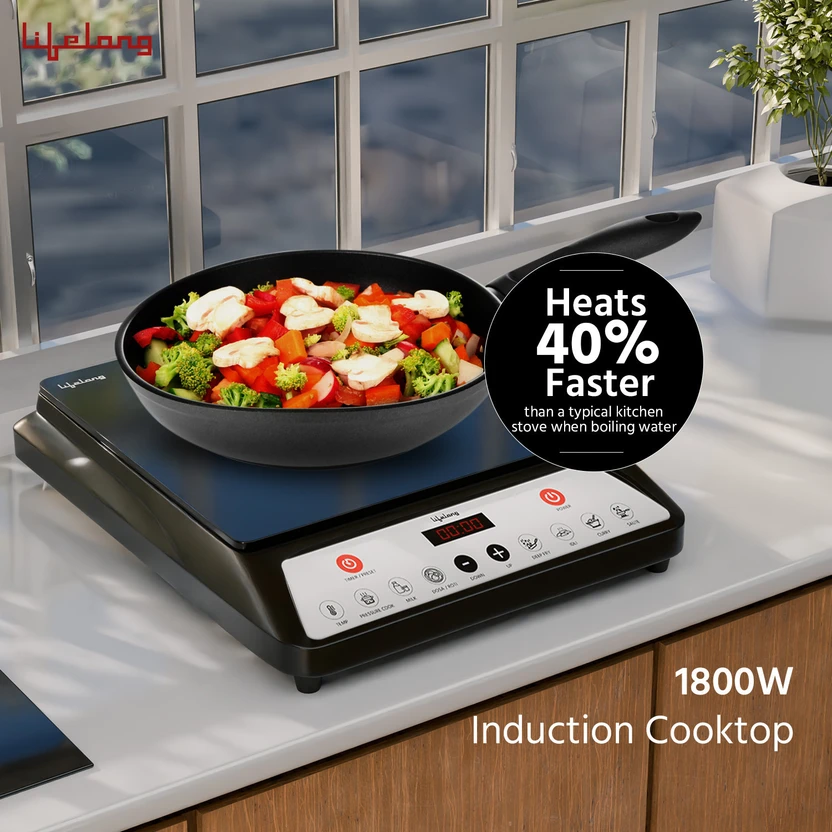 Lifelong 1800 W Induction Cooktop Push Button (Black, 1800W Induc...more
