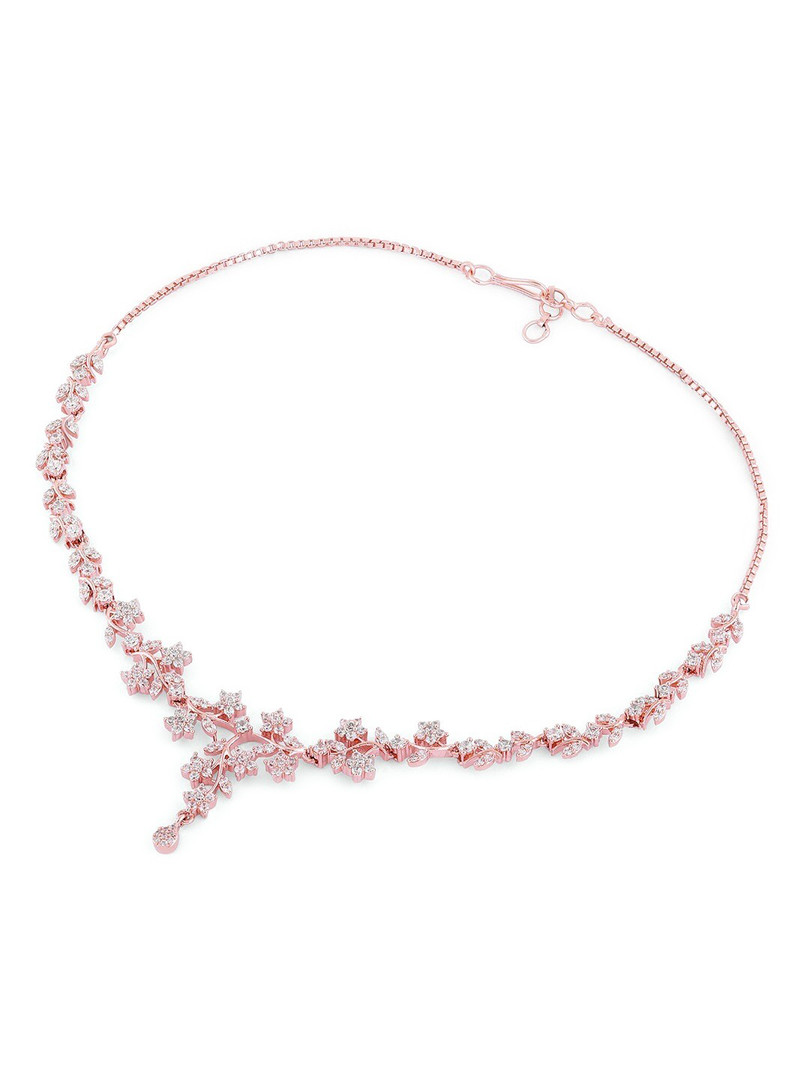 Zaveri Pearls Rose Gold-Plated CZ-Studded Necklace & Earrings