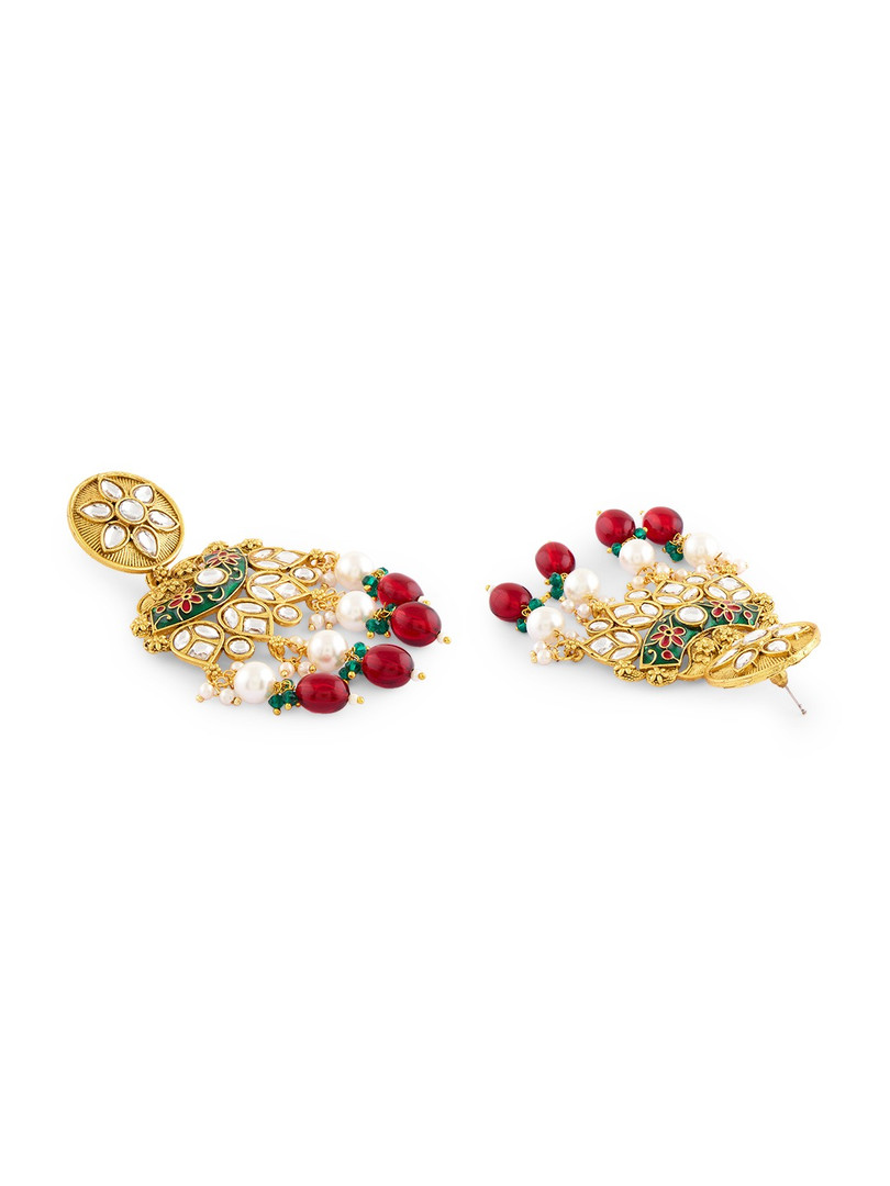 Zaveri Pearls Gold-Plated Kundan-Studded & Beaded Meenakari Jewellery Set